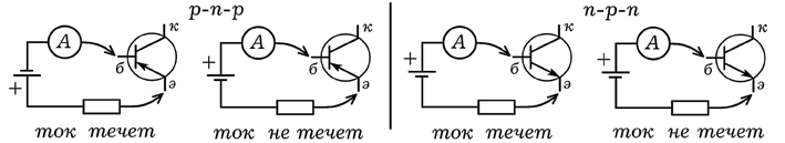 Рис. 1. Определение типа транзистора.