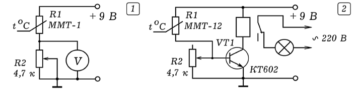 Рис. 1. Термореле на одном транзисторе.