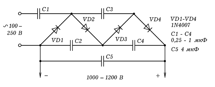 Как сделать высоковольтный повышающий преобразователь без транзисторов